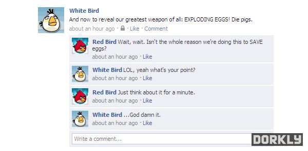 D'autres statuts facebook "Angry Bird" en suivant le lien